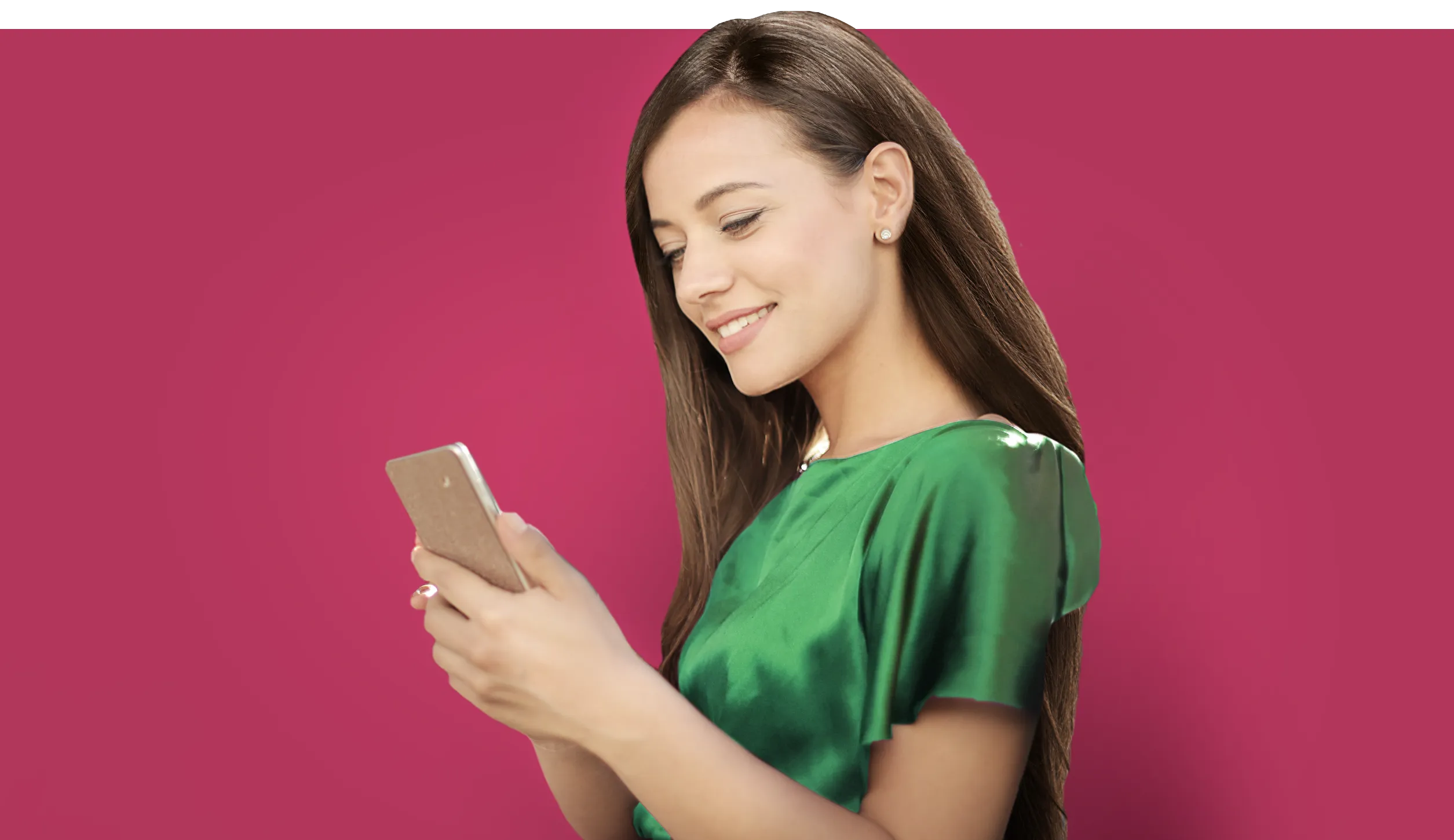 Woman with phone learning how to create a custom domain email address and account.