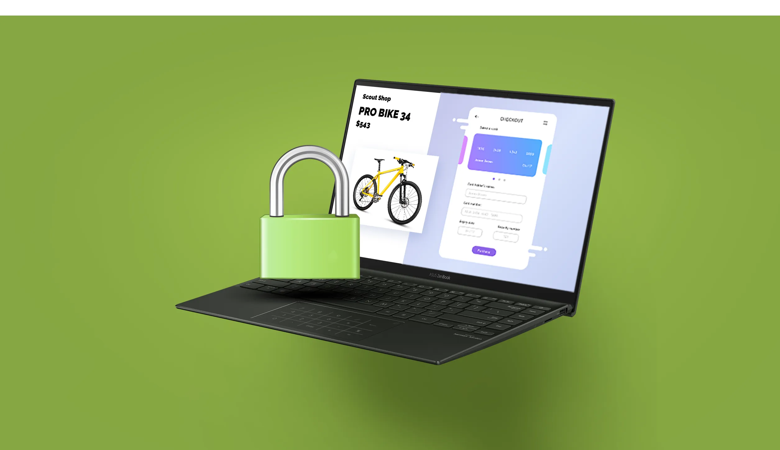 Laptop with a lock representing how to secure a website.